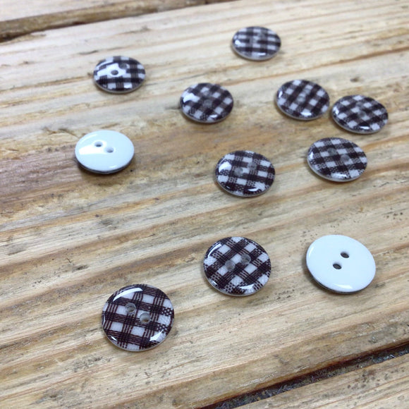 13mm Brown Check Button