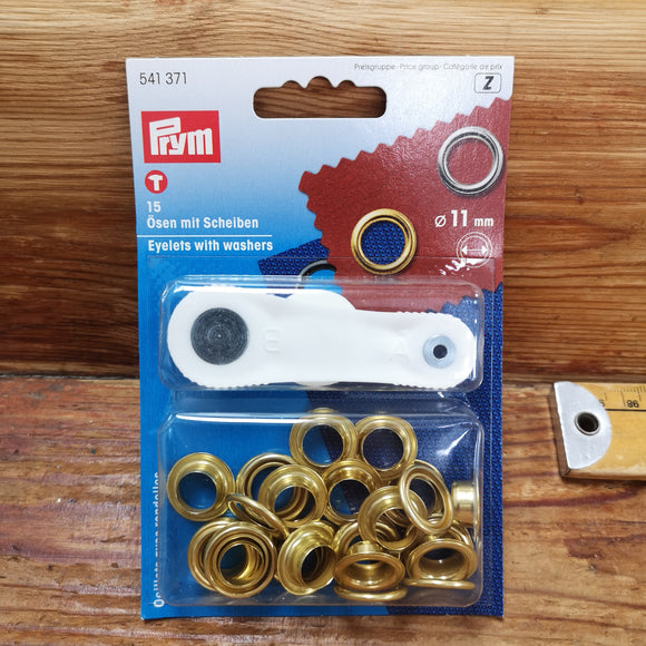 Prym Eyelets with Washers Kit: 11mm Gold