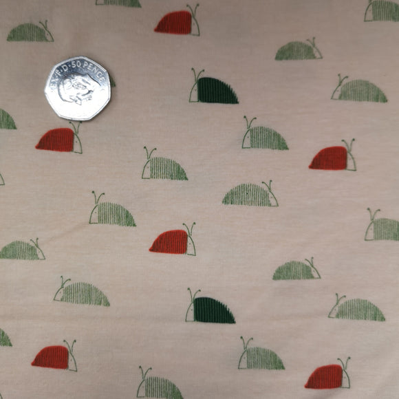 Art Gallery Fabrics Jersey  Knit Fabric Moss's Snail (sold in quarter metres)