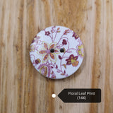 Printed Wooden Craft Buttons - Floral