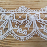 Embroidered lace bows - ivory 70mm