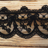 Embroidered lace bows - black 70mm