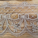 Embroidered lace bows - putty 95mm