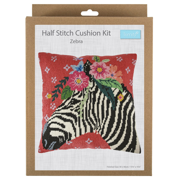 Trimits Half Stitch Cushion Kit - Zebra