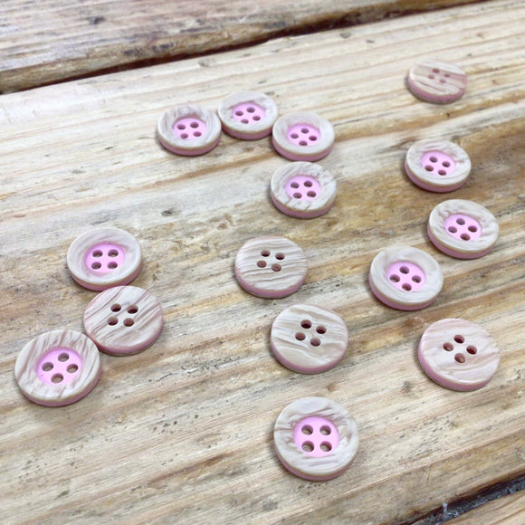 Pink and Wood Effect Shirt Button