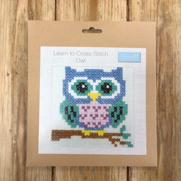 Trimits Learn to Cross Stitch x Owl 20x20cm