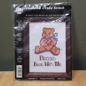 Needle Magic Inc 1851 "Please Bear with Me" Counted Cross Stitch Kit