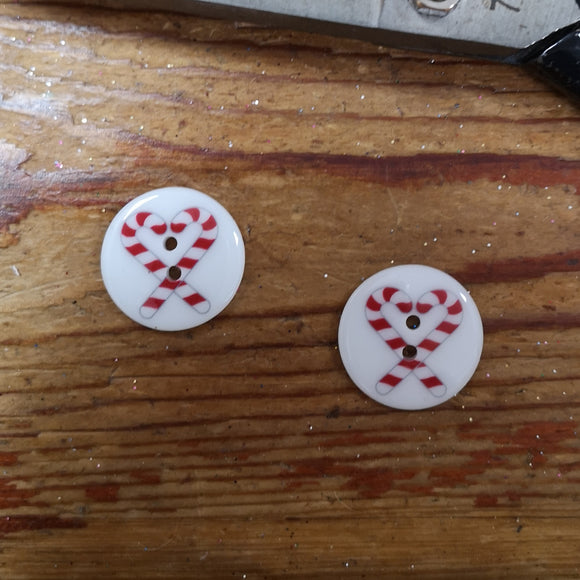 Christmas Candy Cane Buttons 18mm
