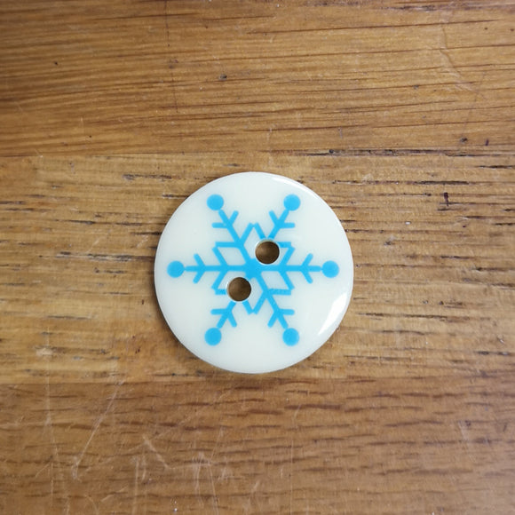 Snowflake button 18mm - cream/blue