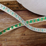 Vintage Floral Jacquard Ribbon (Cream, Gold, green) 12mm