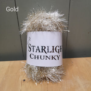 Chunky Tinsel Wool in Gold, Silver and White