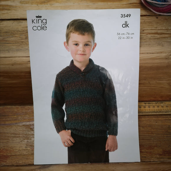 Kind Cole DK 3549 Boy's Sweater and Slip over 56-76cm (22-30in)