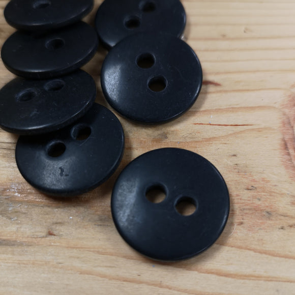 Slim matt black 2-hole button 23 mm