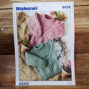 Stylecraft 4458 Aran Tunics (20"-30") 51-76cm