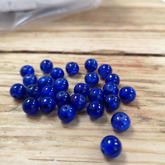 Glass Beads 8mm Glossy Blue