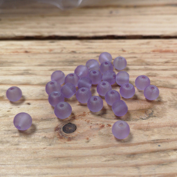 Glass Beads 6mm Frosted Lilac (30)