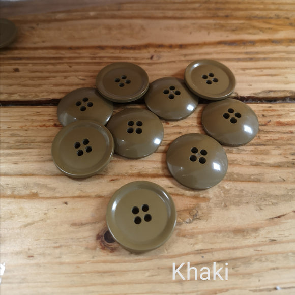 Basic 4-Hole Button with Rounded Back 26mm - khaki