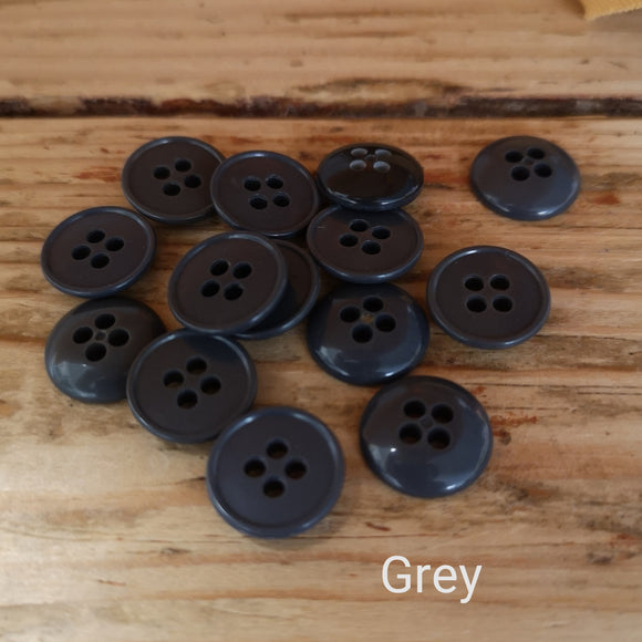 Basic 4-Hole Button with Rounded Back 15mm