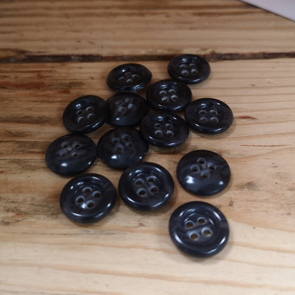 Marbled 4-hole Button 15mm Dark Grey