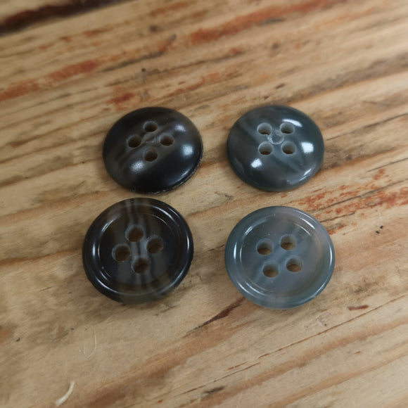 Marbled 4-hole Button 15mm Rounded Back