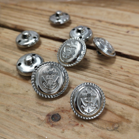Metal Anchor Button Silver Shank 20mm and 23mm