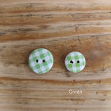 Gingham Printed Wooden Button