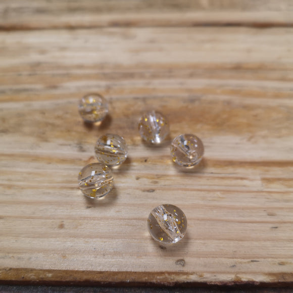 Clear 10mm Beads with Gold Glitter