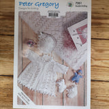 Peter Gregory 7201 DK Matinee Jacket, Bonnet, Bootees and Shawl.