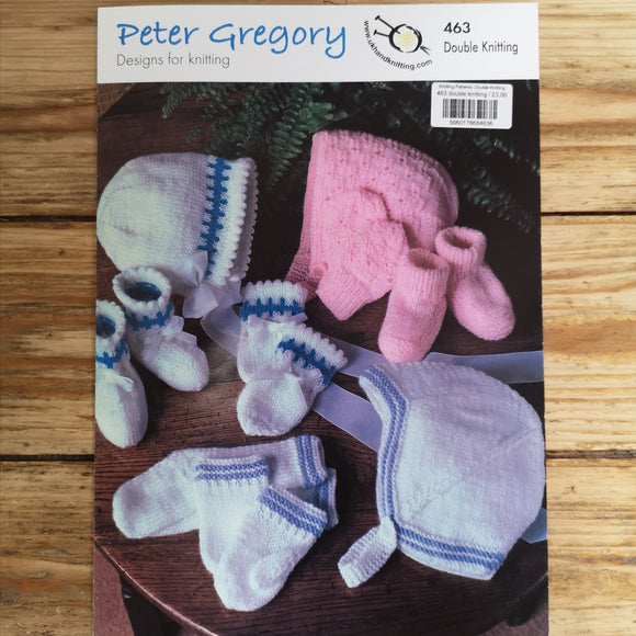 Peter Gregory 463 DK Hat, Mitts and Sock or Bootee Sets