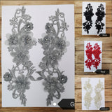 Selection of lace applique panels in red, grey, black and ivory