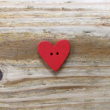 Wooden Red Heart Button