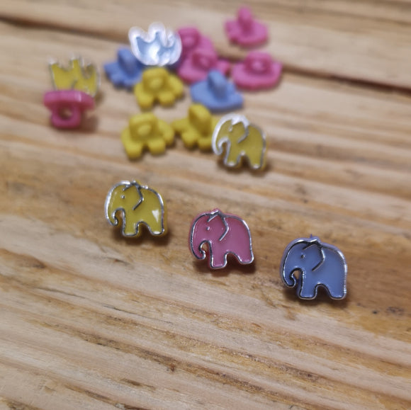 Elephant Button with metallic edge.