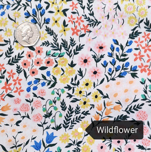 Cloud9 Organic Cotton Fabric Meadow from WildFlower by Cassidy Demkov Sold in quarter metres