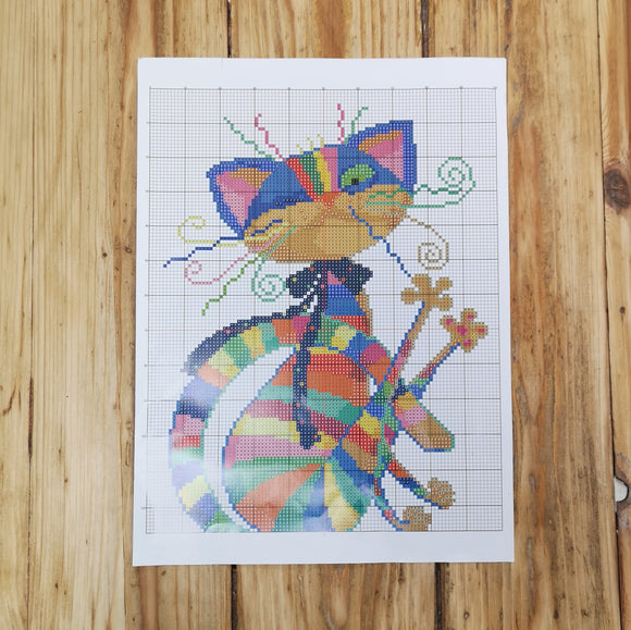Printed Cross Stitch Kit - Colourful Cat