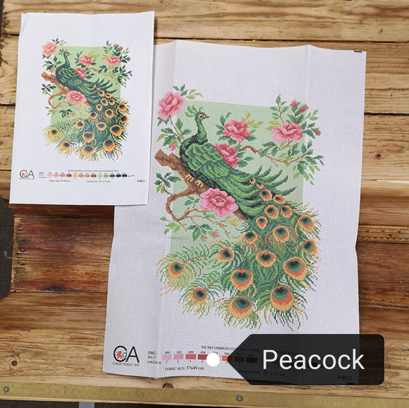Printed Cross Stitch (Canvas Only) - Peacock