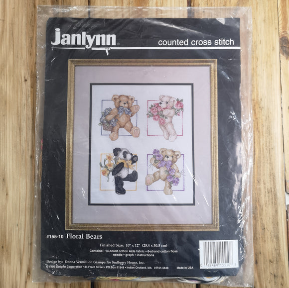 Janlynn Floral Bears Cross Stitch Kit