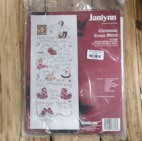 Janlynn 'Dear Santa Letter' Picture or Bell Pull Cross Stitch Kit