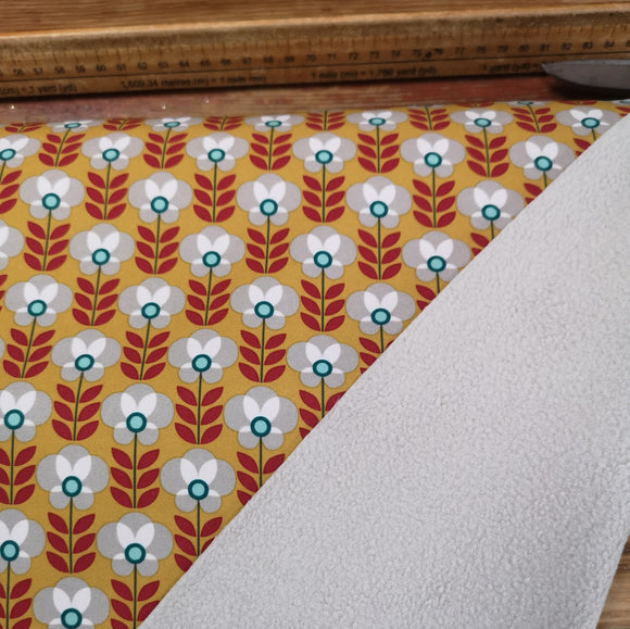 Soft Shell Primrose on Mustard Fabric (Sold in quarter metres)