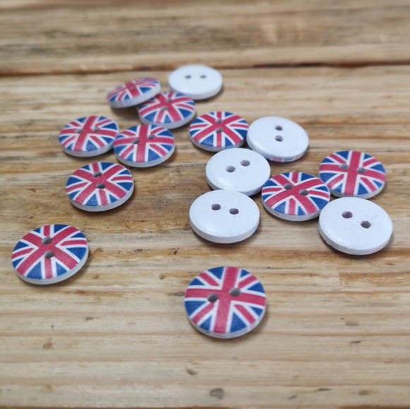 Union Flag Buttons - Wooden