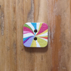 Button - Rainbow Swirl Button - Square
