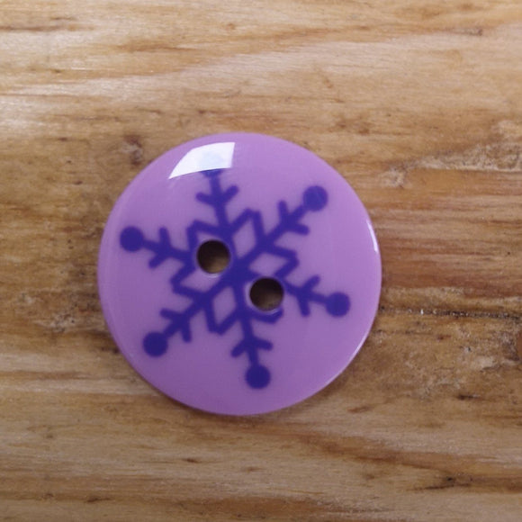 Snowflake button 18mm - pink/purple