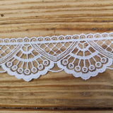 Embroidered Tulle Lace - fan and scallop