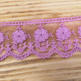 Embroidered tulle lace pink