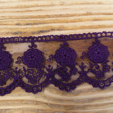 Embroidered tulle lace aubergine