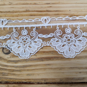 Embroidered Tulle Lace - white 50mm