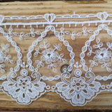 Embroidered Tulle Lace - white 95mm