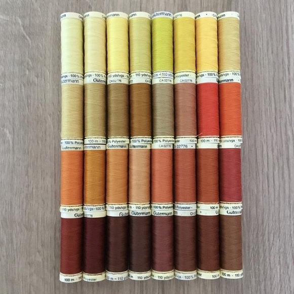 Gütermann Polyester Sew-All Thread 100m - Yellow, Orange and Rust