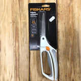 Fiskars easy action fabric scissors in grey and white