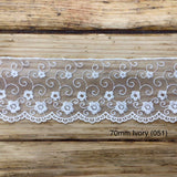 Stéphanoise Embroidered Tulle Lace - Small Flowers and Scalloped Edge