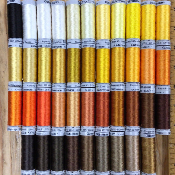 Gütermann Sulky Machine Rayon Embroidery Thread: Group 1